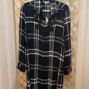 Max Studio Women's Plaid Print Button Shirt Dress